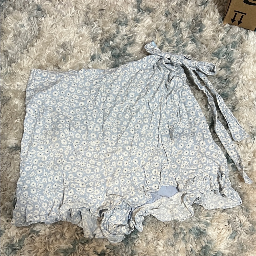 Floral Blue Wrap Skirt